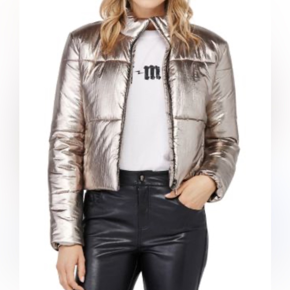 David Lerner Bomber jacket womens small metallic color EUC
